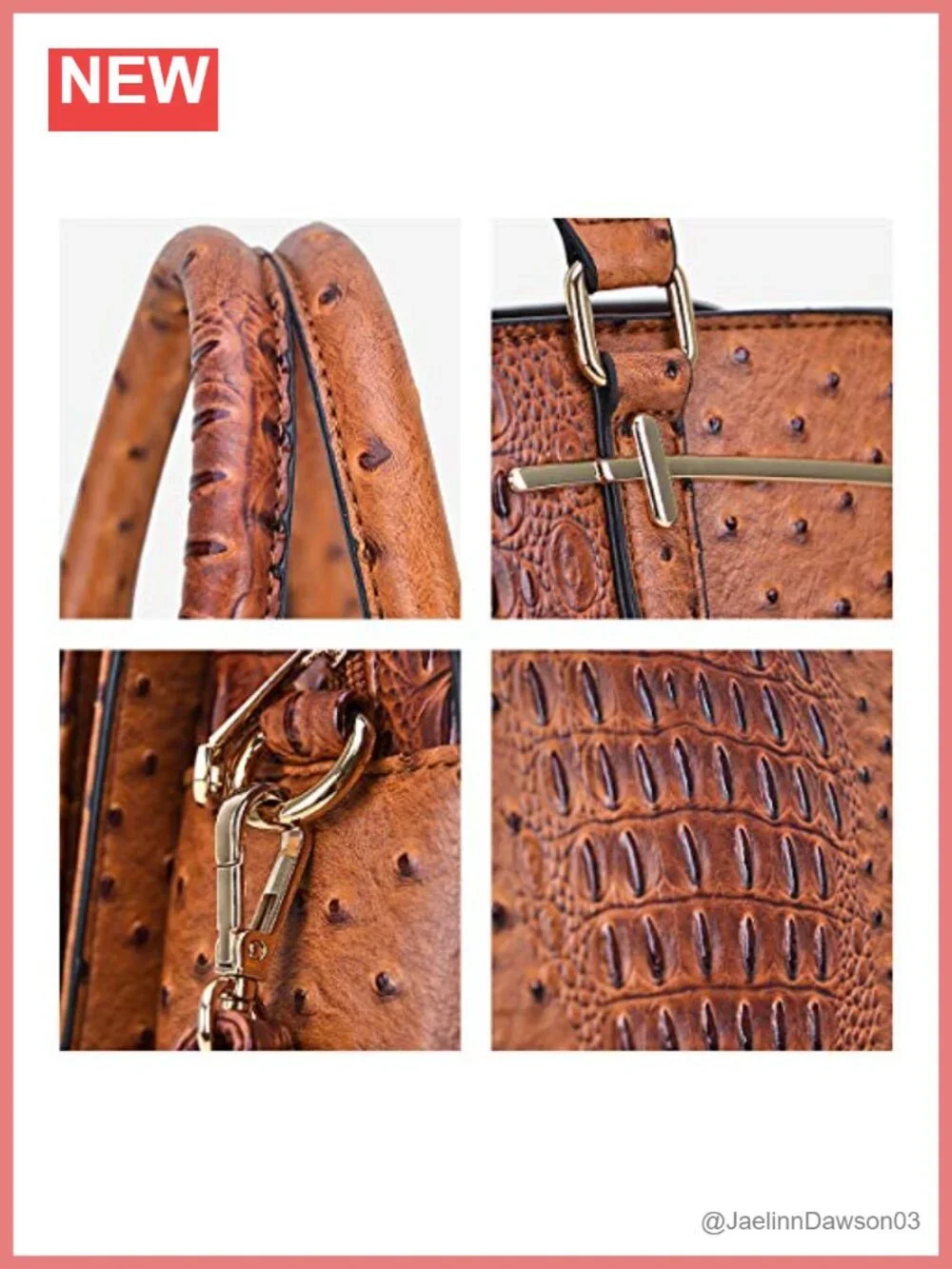Women Vegan Leather Satchel Tote Handbag Set 2pcs with 3 Compartments